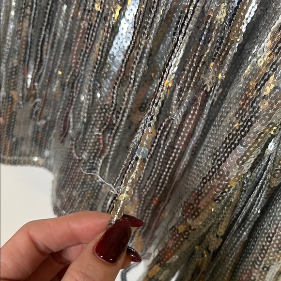 Silver Sequin Fringe Jacket – Cropped Disco / Festival Statement Piece - Picture 10 of 12